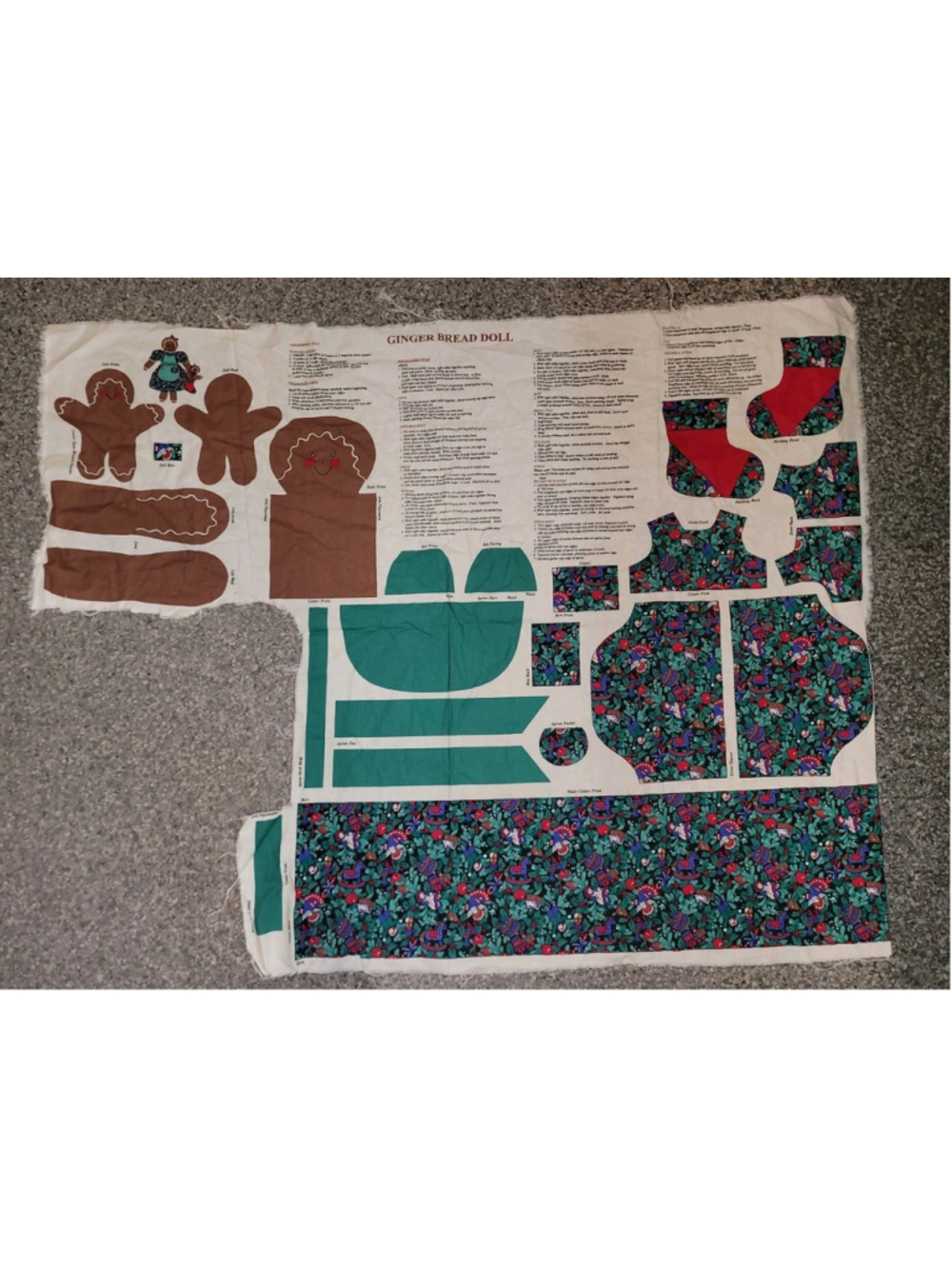 Vintage Gingerbread Doll Cut & Sew Fabric Panel Christmas Sewing Project READ
